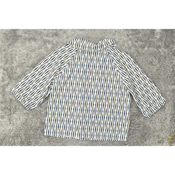 Chico's Blue Polyester Full Zip Windbreaker Jacket Size 3 Geometric 3/4 Sleeve - Picture 3 of 7